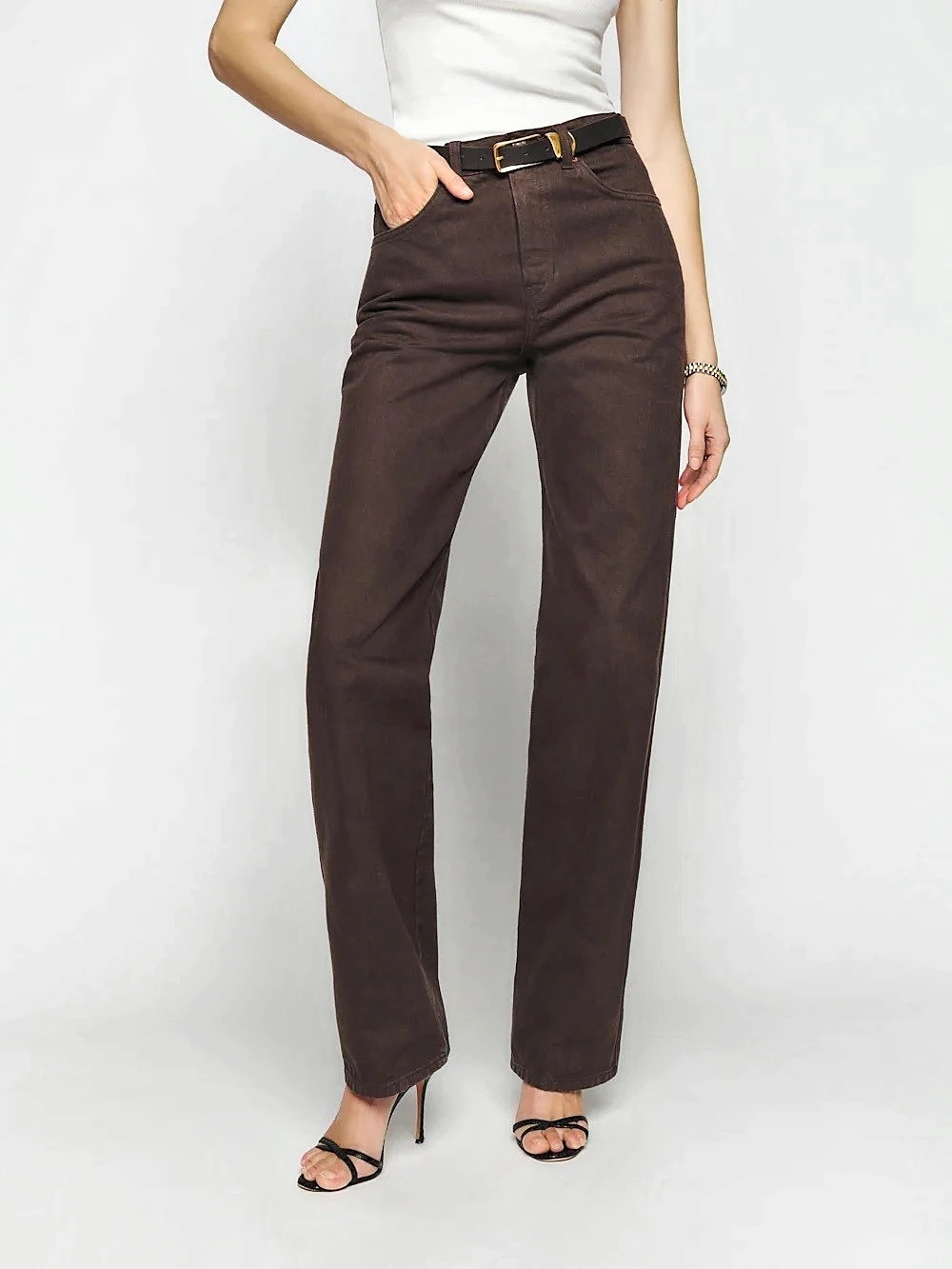 Reformation Straight Leg Jeans in Brown Like New